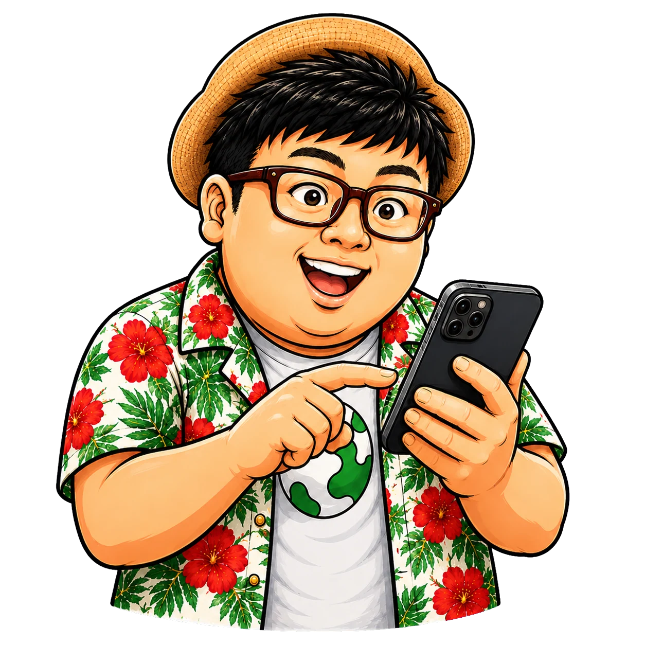 スマートフォンを持つスタッフ
